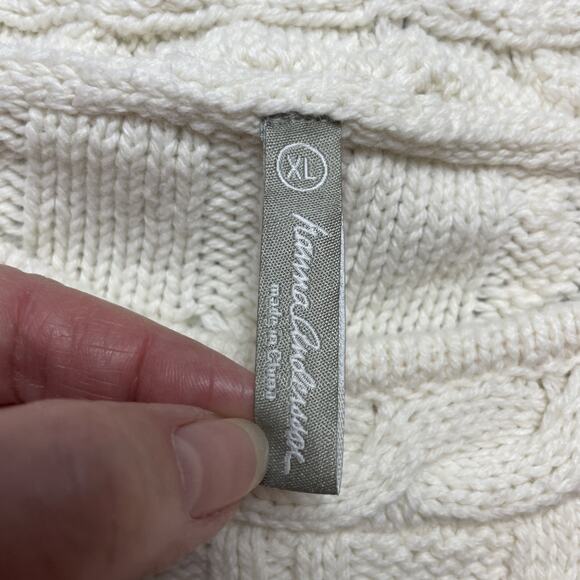 Hanna Andersson Sweater Womens XL Ivory Wool Blend Embroidered Floral Pullover - Picture 3 of 8